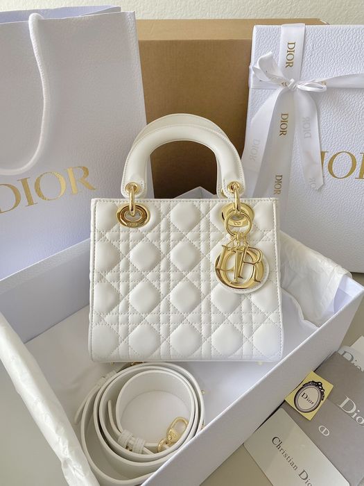 Geanta Christian Dior Lady 20cm alb, Premium