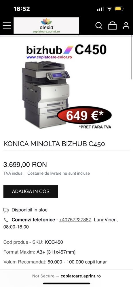 Imprimanta Konica Minolta Bizhub C450