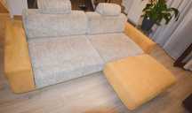 Canapea living Lems  extensibila +taburet culoare mustar