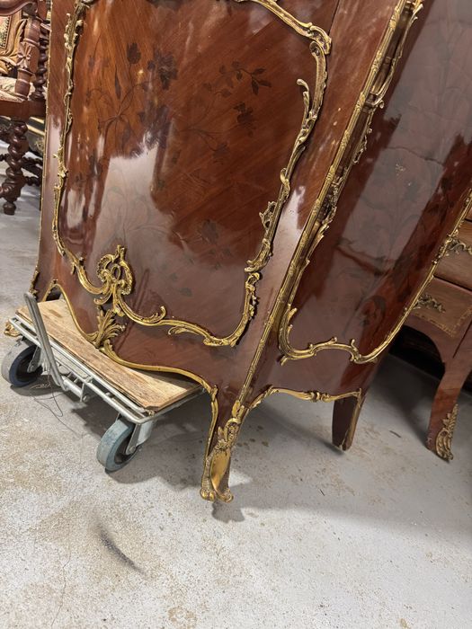 Bar Louis XV - pictură manuală, ornamente bronz, blat de marmură