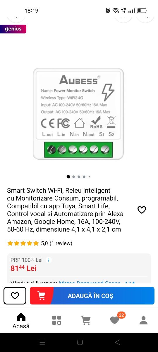 Smart Switch Wi-Fi, Releu inteligent