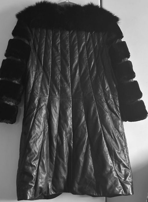 Haină din piele și blană naturală S/M preț redus extrasezon