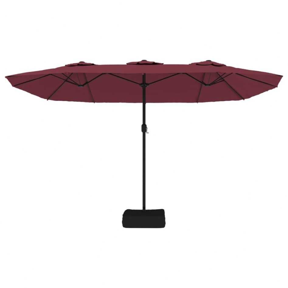 Umbrela de soare gradina/terasa cu lumini LED 450×245 cm Roșu Bordo