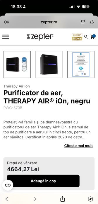 Vand purificator Zepter TherapyAir IOn -folosit ff putin,