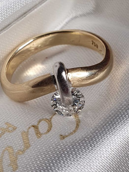 Solitaire unicat extravagant aur masiv cu diamant natural urias 0,8ct