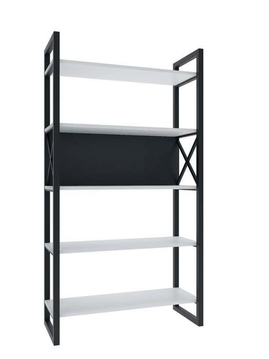 Raft metalic modern cu 4 polițe – negru și alb