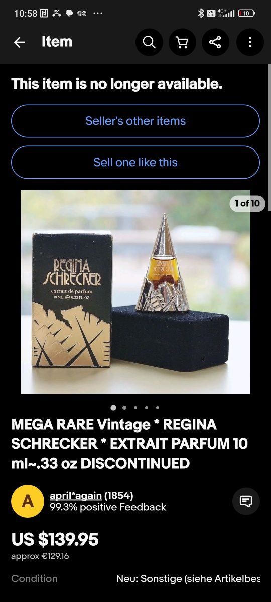 Parfum vintage extrem de rar Regina Schrecker