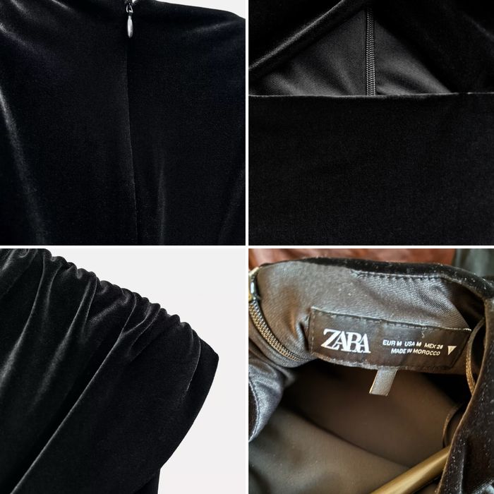 Zara кадифена черна рокля-M