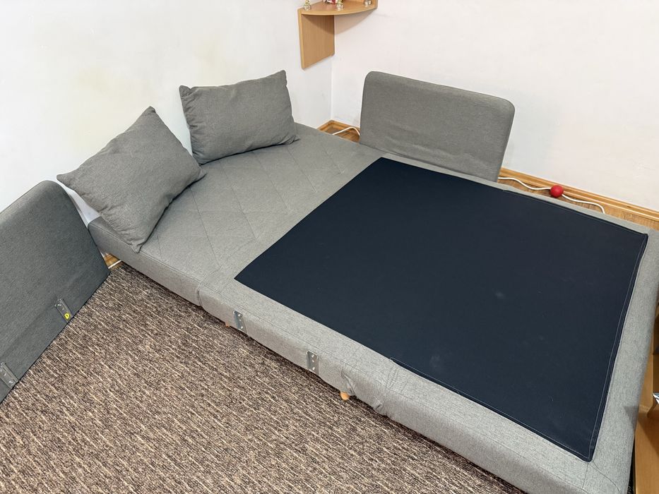 Canapea extensibila textil, gri