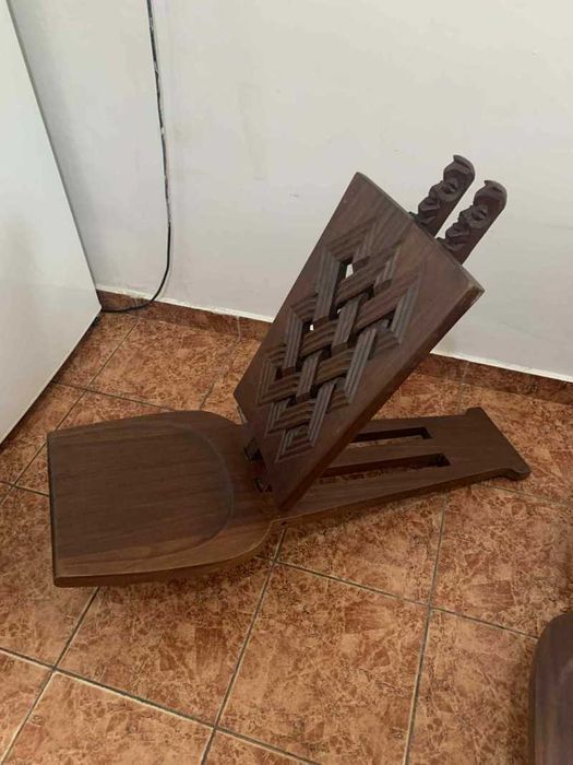 Set scaune lemn masiv cu tenta africana decor terasa/filigorie/curte