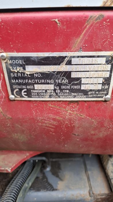 Mini excavator Takeuchi tb 016, 1,7t, 2011