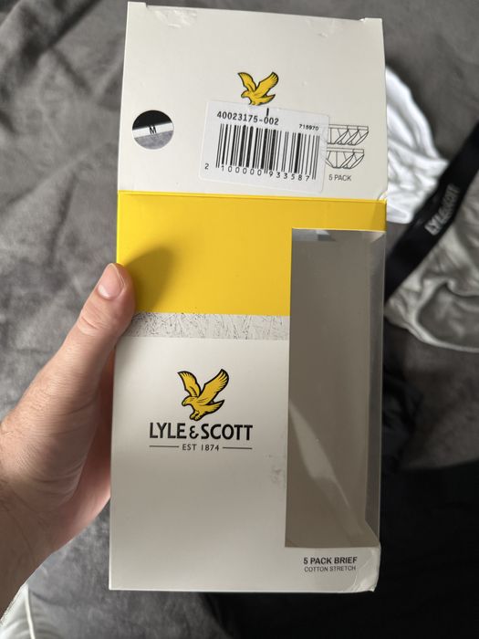 Lyle & Scott set 5 chiloti gri-negru-alb marimea M noi originali