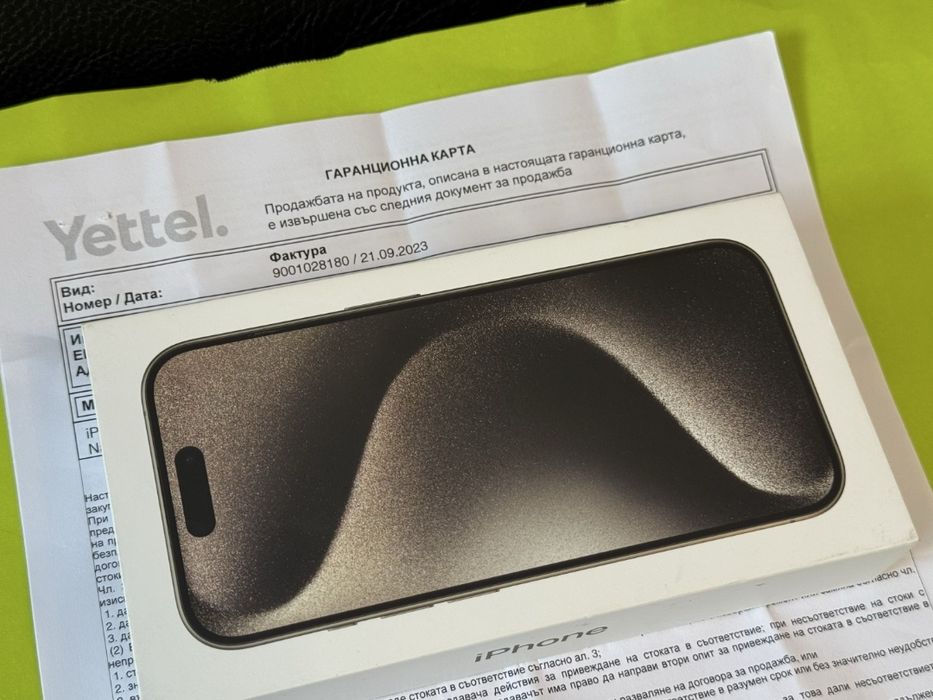 КАТО НОВ 256GB iPhone 15 Pro Гаранция от Yettel до 2026г. Natural