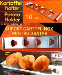 Suport copt cartofi pentru grătar din INOX 44x9x5 Cm - NOU - 10 Lei