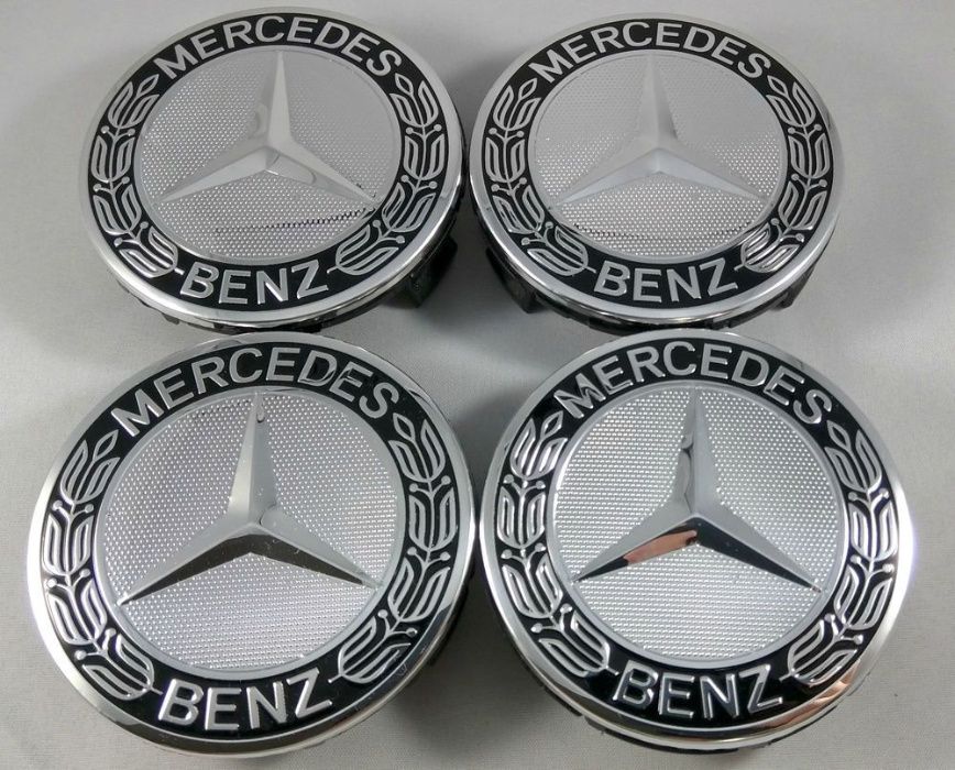 Set 4 Capace Mercedes negru/crom pentru jante originale MERCEDES