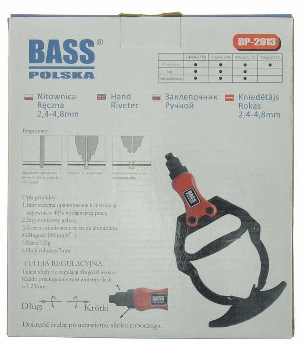Cleste pistol dispozitiv nituit tip T cu pârghie 2.4-4.8mm (BP-2913)