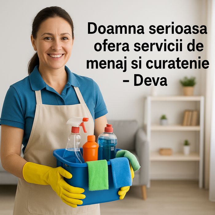 Doamna serioasa ofera servicii de menaj si curatenie in Deva