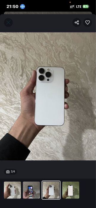 Iphone 13 pro  rangi oq. Hotirasi 256 gb yomksti 80%  kelishamiza narh