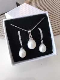 Set NOU bijuterii argint cu perle naturale de apa dulce.
Setul conține