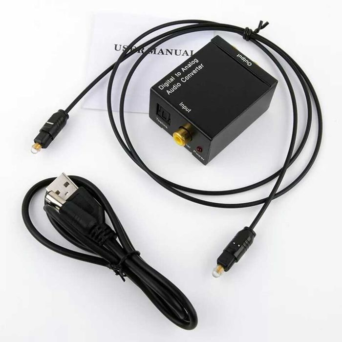 Переходник с оптики на аналог 2 RCA колокольчики. Алматы