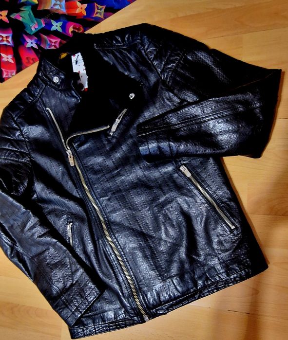 Geaca barbati matlasata Zara,sezonul rece,piele eco,insertii blanita