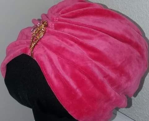 Turban Roz Catifea Elastica