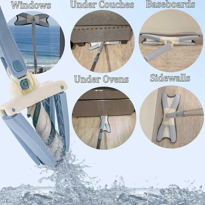 Mop Rotativ 360° cu Laveta Microfibra si Sistem Auto-Stoarcere Cap X