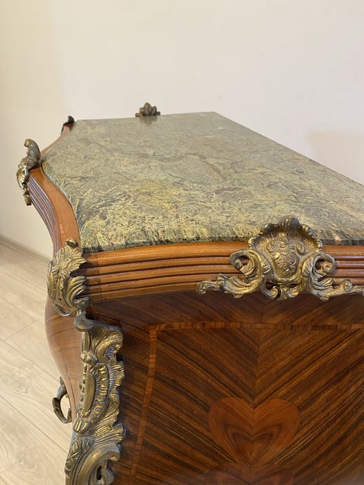 Comoda Bombata Servanta Bronz Marmura Ludovic XV Baroc Vintage
