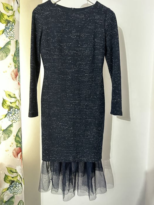 Rochie eleganta pole&pole albsatru inchis cu sclipici