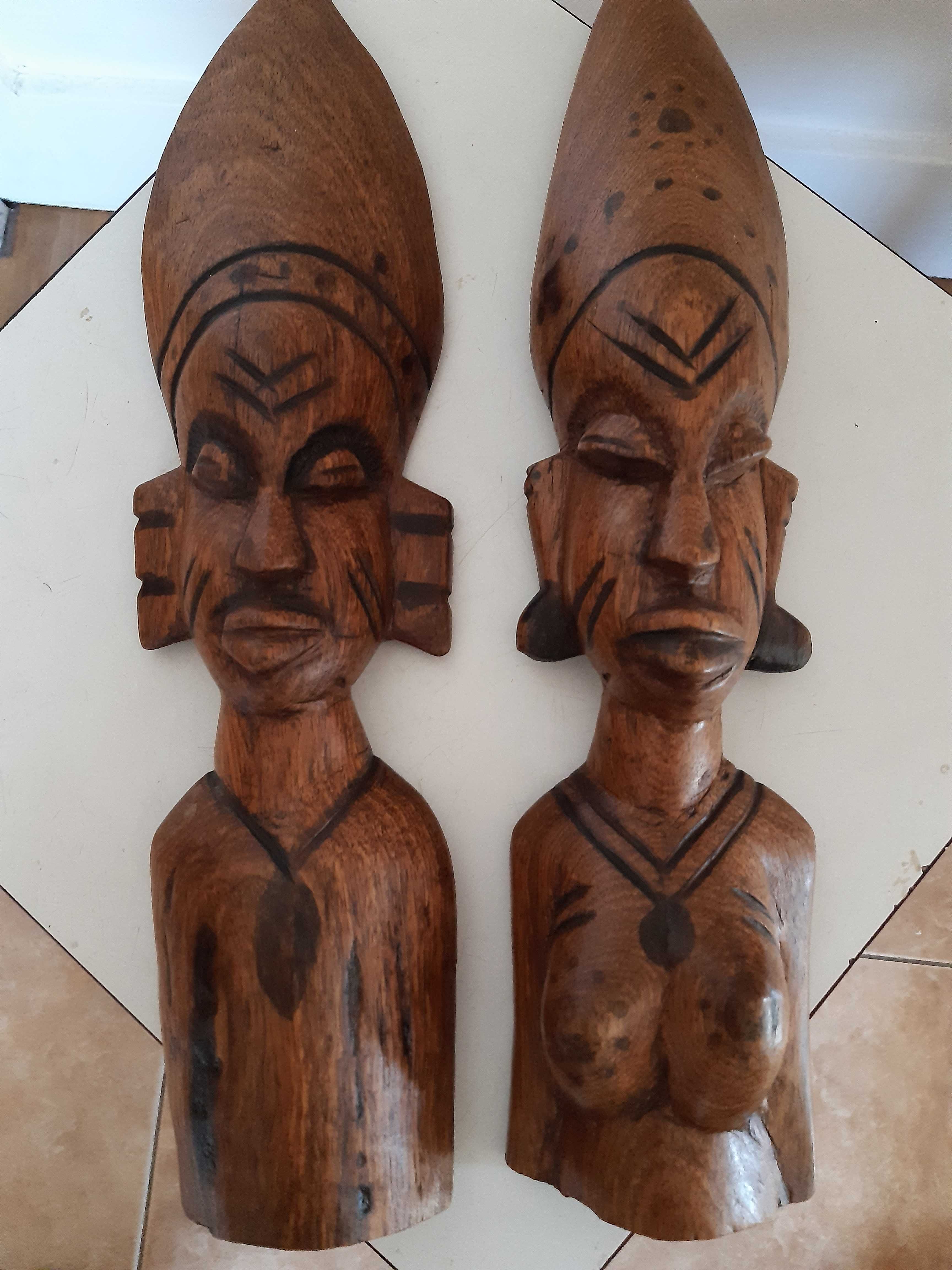 Cuplu statuete africane , sculptate in lemn, inaltime40cm