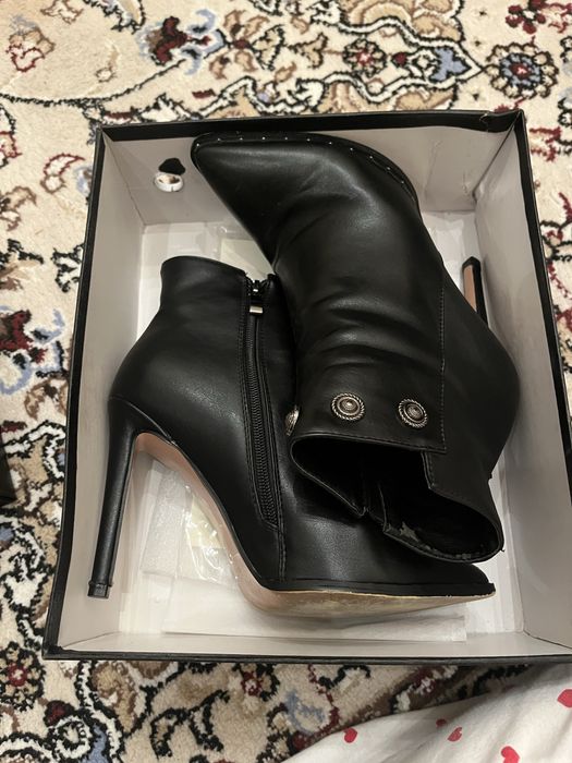 Черный сапоги из натуральной кожи