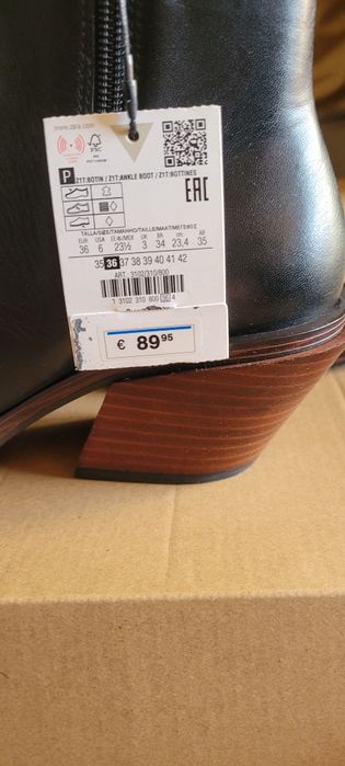 Ghete damă ZARA, Botine Cowboy Piele Negre 36