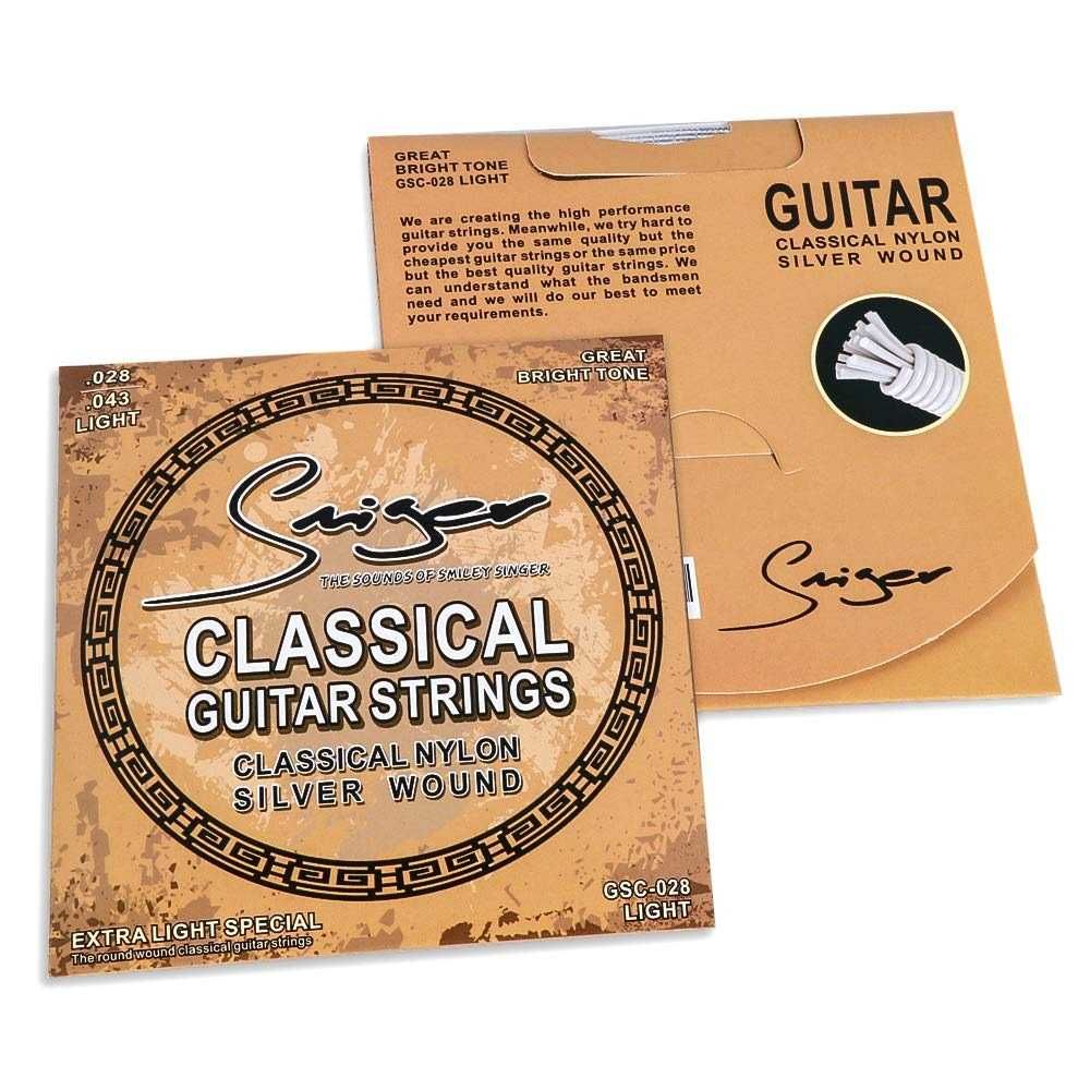 1 cutie cu 10 seturi de Corzi pentru chitara clasica, nailon, argintii
