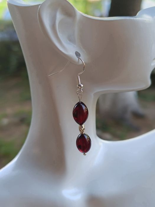 Vechi cercei din argint de 925 cu chihlimbar natural presat