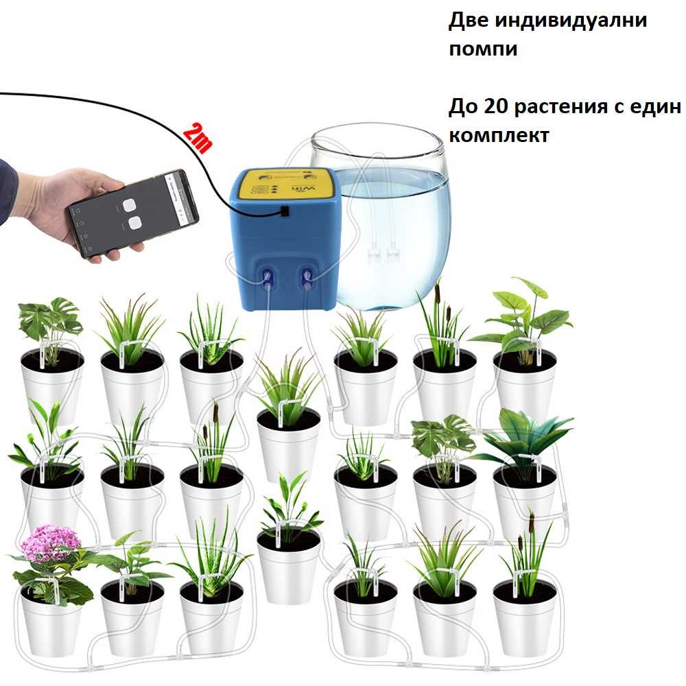 Система за напояване на до 20 растения през мобилен телефон с Wi-Fi