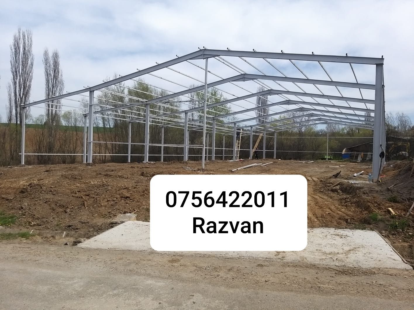 Vand hală metalica 17m×35m×4m structura completă