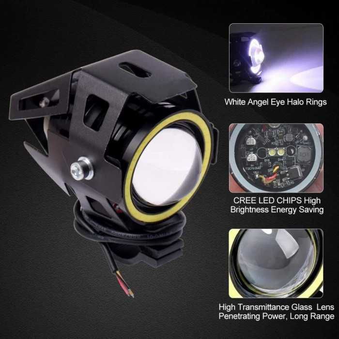 PROIECTOARE LED moto Angel Eyes CREE cu leduri ceata motocicleta U7