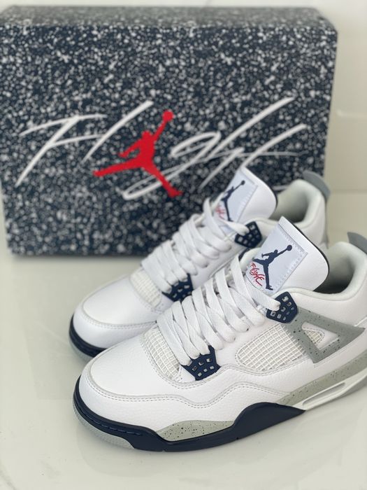 Air Jordan 4 Retro Midnight Navy White Nike Cement