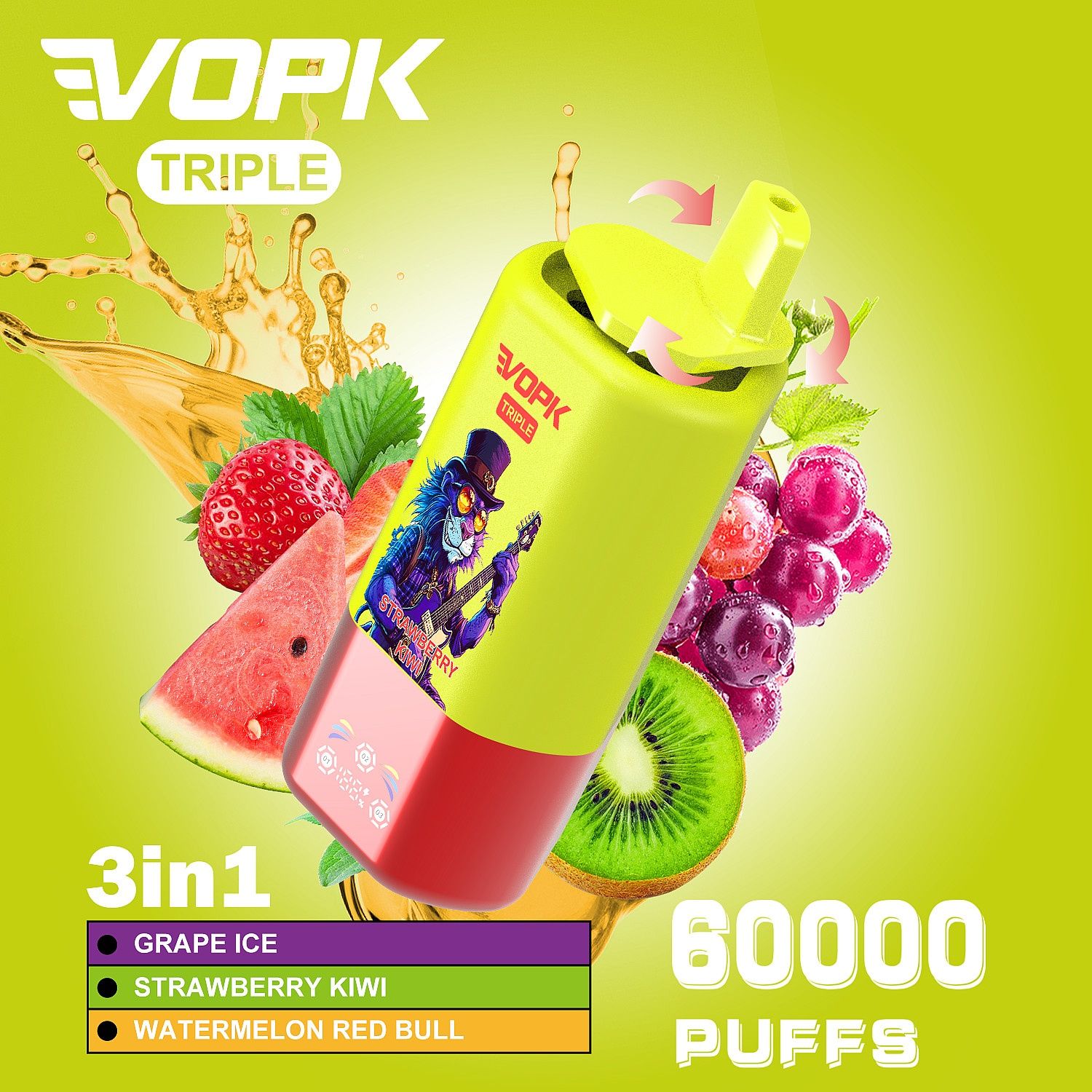 Vape Vopk 60.000 puffs 3 arome Display Reincarcabil