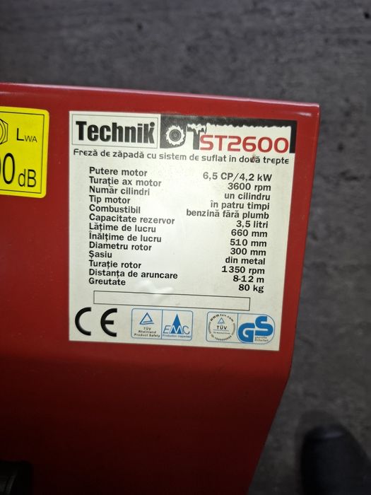 Freza zăpadă folosita o zi...benzina... 6.5CP