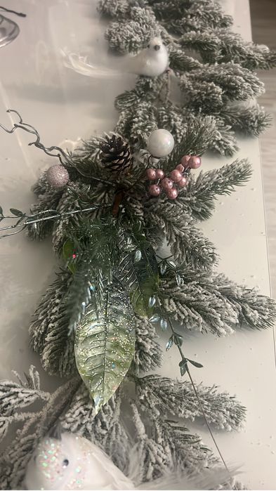 Ghirlanda cu zapada si vrabiute albe -craciun