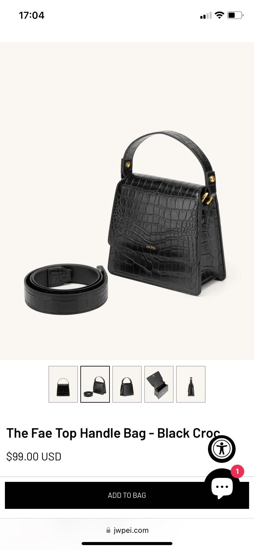 Сумочка JW PEI - The Fae Top Handle Bag - Black Croc