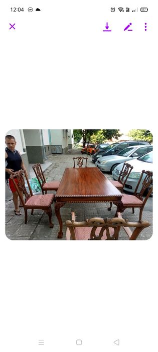 Махагонова маса с 6 стола старина