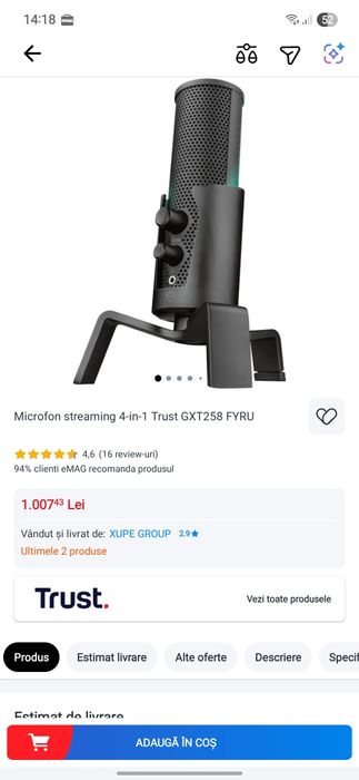 Microfon streaming 4-in-1 Trust GXT258 FYRU