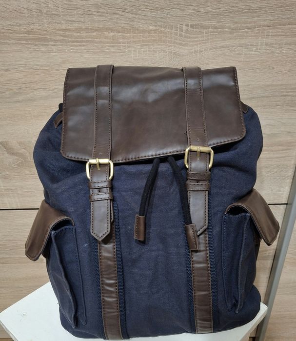 Rucsac drumetie piele + material textil