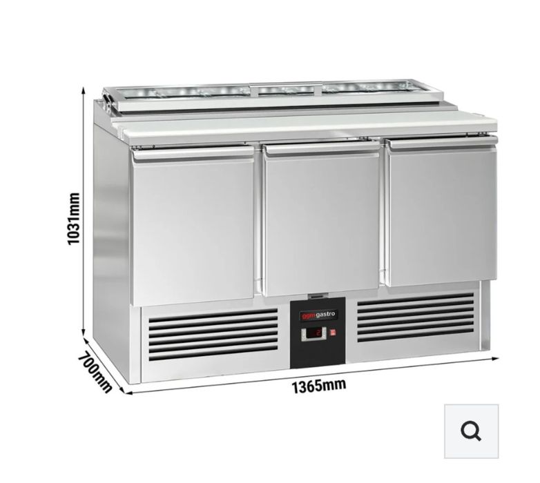 Салатиера - 3 врати - 7x GN 1/3 - стъклен капак