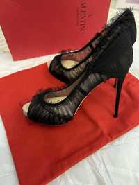 Черные итальянские туфли босоножки от VALENTINO, оригинал, Италия