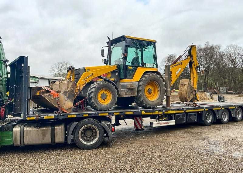 Transport Marfă Utilaje Containere cu Trailer/Platformă. Rampe Incluse