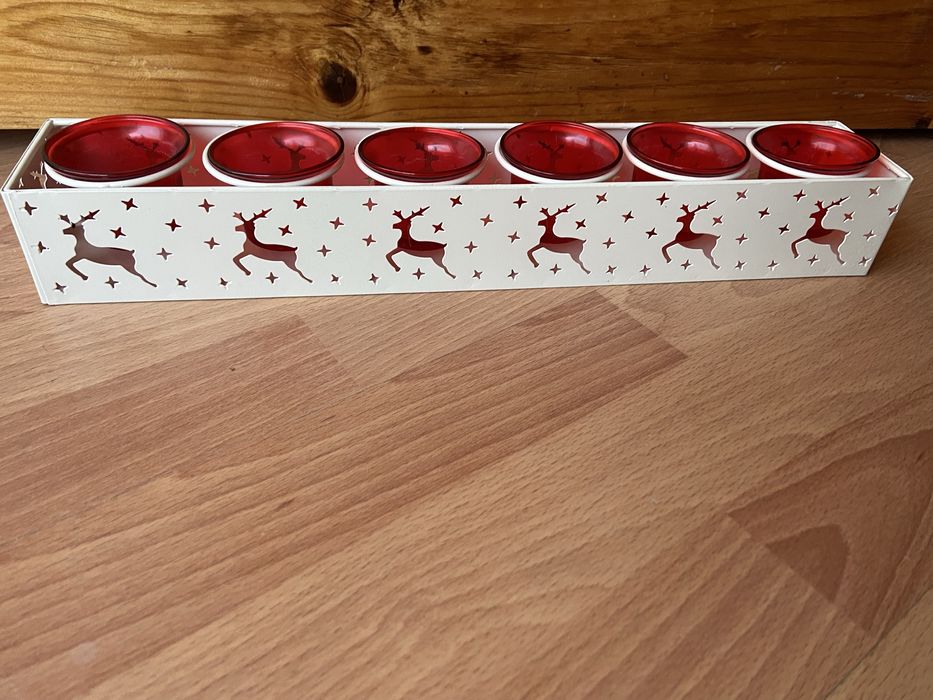 Нов коледен свещник - метал и стъкло, за 6 свещи