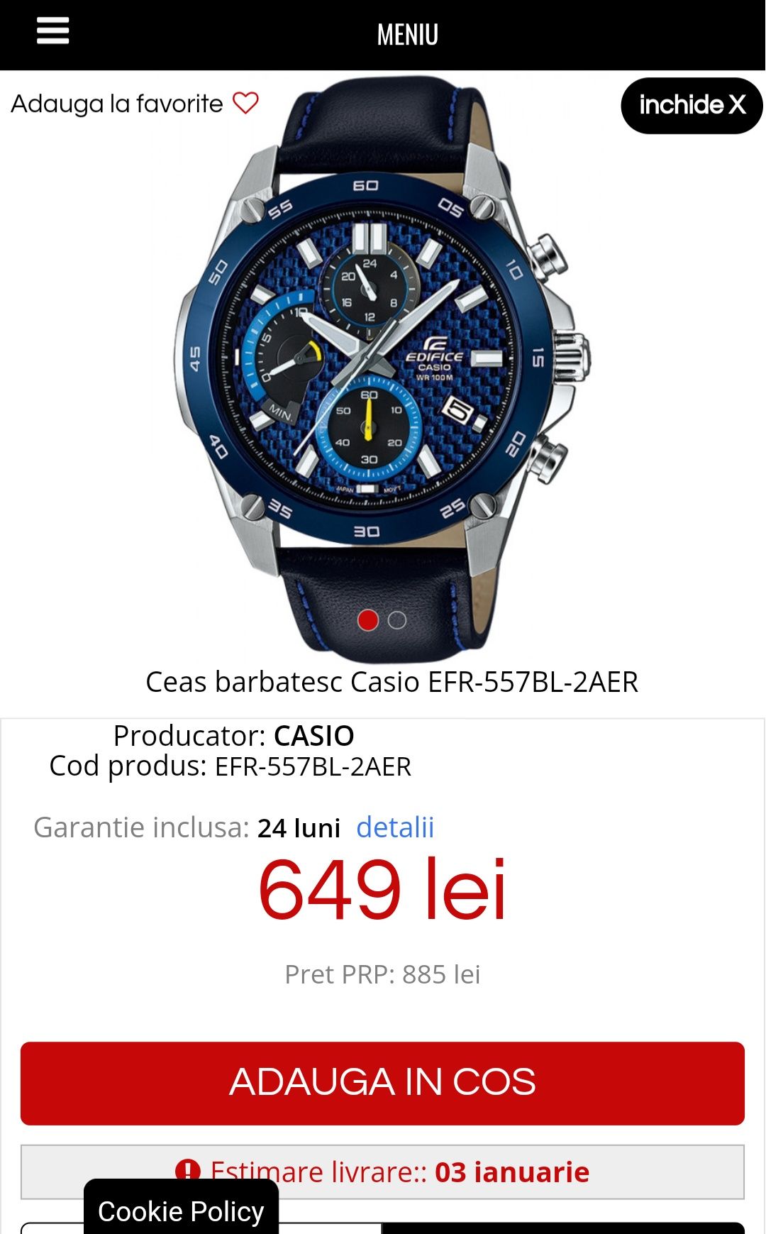 Ceas de mana Casio EFR-557BL-2AER